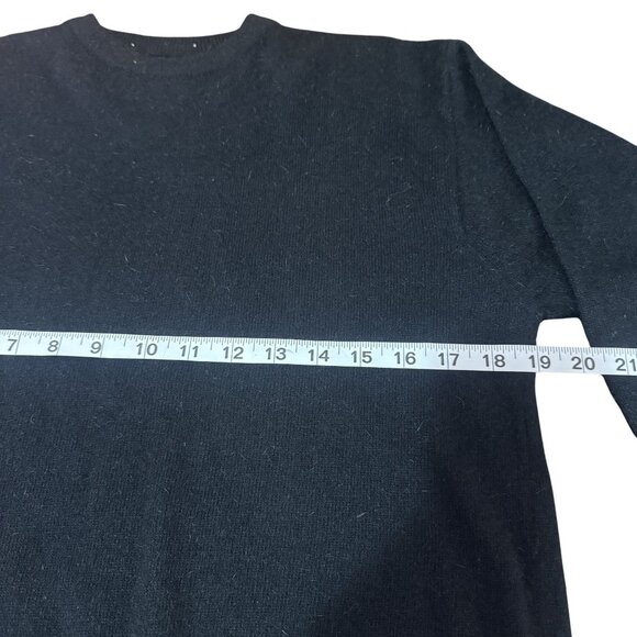 Vintage Womens Black Wool Rib Cuffs & Hem Crew Neck Long Sleeve Sweater Size M - Picture 5 of 8